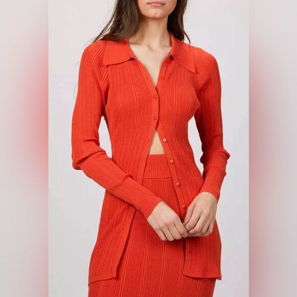 Ronny Kobo Di Knit Top in Fire Red Orange Medium - Picture 1 of 5